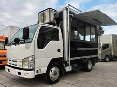 エルフトラック  キッチンカー フードトラック 内装中古 中型キッチンカー 2槽シンク 給排水タンク 作業台 家庭用エアコン 給湯器 冷凍冷蔵コールドテーブル フライヤー ガス製焼き台 バックモニター レールライト 中古車画像