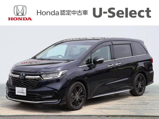 オデッセイハイブリッド ｅ：ＨＥＶアブソルート・ＥＸ　運転支援機能（ホンダセンシング）　マルチビューカメラ　ブラインドスポットインフォメーション　シートヒーター　電動シート　ＬＥＤヘッドライト　純正ナビ　Ｂｌｕｅｔｏｏｔｈ接続　ワンオーナー車　ＡＣ　ＰＳ（1枚目）