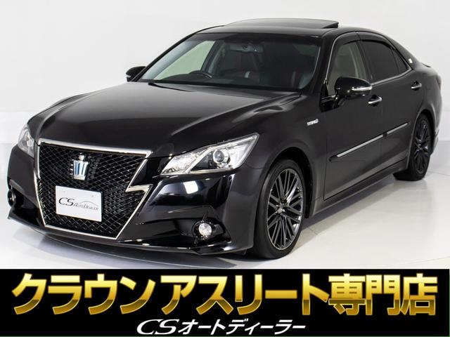 トヨタ クラウンハイブリッド アスリートＳ　ブラックスタイル　（特別仕様車）（サンルーフ）（黒本革シート）（アドバンストＰＫＧ）（衝突軽減ブレーキ）（追従クルーズ）（踏み間違い防止）（クリアランスソナー）（スパッタリング１８アルミ）（エアシート）／シートヒーター