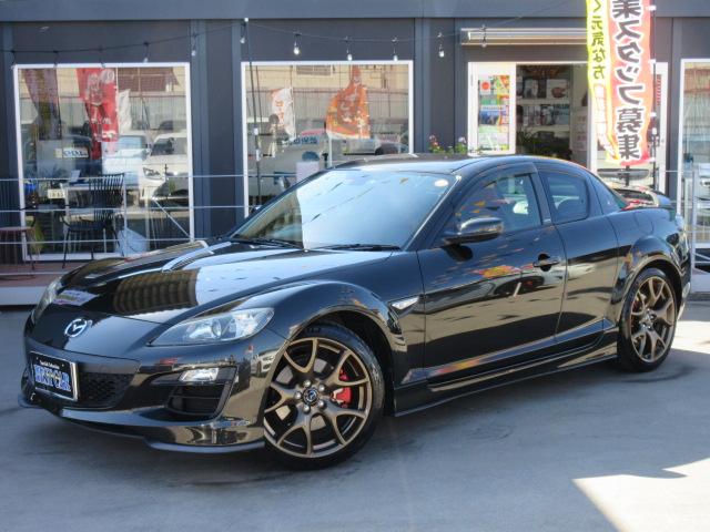 マツダ rx 8スピリットr 6速mt 最終型 専用レカロハーフレザーシート 純正19インチゴールドアルミ トランクスポイラー レッドキャリパー キセノン 純正ナビ フルセグtv dvd再生 メーターカバーカーボン調パネルの中古車 車体価格359 9万円 2013 平成25 後