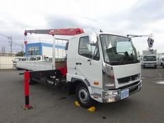 ファイター  増トン 4段クレーン付 古河ユニック製 警報仕様 ラジコン付 7.7トン積載 ワイド幅 ベッド付 木製あおり3方開 超ワイド角足アウトリガ 240馬力 中古車画像