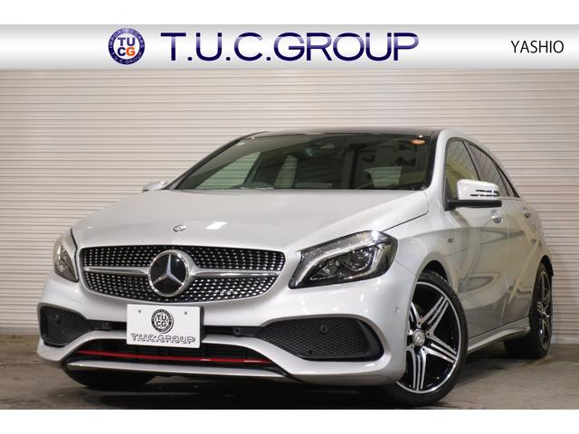 Ａクラス(メルセデス・ベンツ) Ａ２５０　シュポルト　４マチック　ＡＭＧレザーエクスクルーシブＰＫＧ　後期モデル　黒革　シートヒーター　パノラマＳＲ　純正ナビ　フルセグＴＶ　ハーマンカードン　ＬＥＤヘッド　Ｂカメラ　ＡＭＧエアロ＆１８インチＡＷ　２年保証 中古車画像