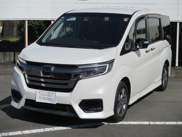 ステップワゴンスパーダ ｅ：ＨＥＶスパーダ　Ｇ　ホンダセンシング　７人　両側電動スライドドア　前ドライブレコーダー　ＥＴＣ２．０　メモリーナビ　Ｂｌｕｅｔｏｏｔｈ　フルセグＴＶ　無限ドアバイザー　ブレーキホールド　電子パーキング　禁煙ワンオーナー車（1枚目）