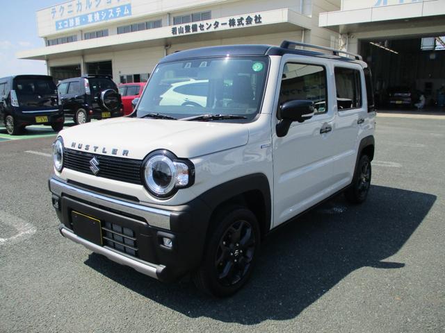 ５ドア　ＣＶＴ　全方位モニター付きナビ　ＬＥＤヘッド お洒落な２トーンカラーとメッキパーツ、ルーフレールが付いたハスラーです！