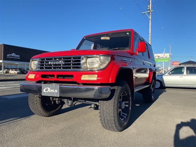 ランドクルーザープラド(トヨタ) EXワイド EXワイド 2.4Lディーゼルターボ 5人乗り 1ナンバー登録車輛 サンルーフ リフトアップ 16インチアルミ 265/75R16ジオランダーAT−S ナビ フルセグTV ETC A/C修理済 中古車画像