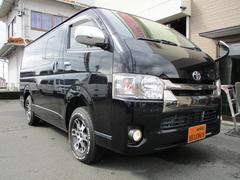 ハイエースバン スーパーGL ダークプライム TRDアルミ プッシュスタートスマートキー リヤスポイラー LEDヘッドライト ビルトインETC 4WD 革調シートカバー 中古車画像