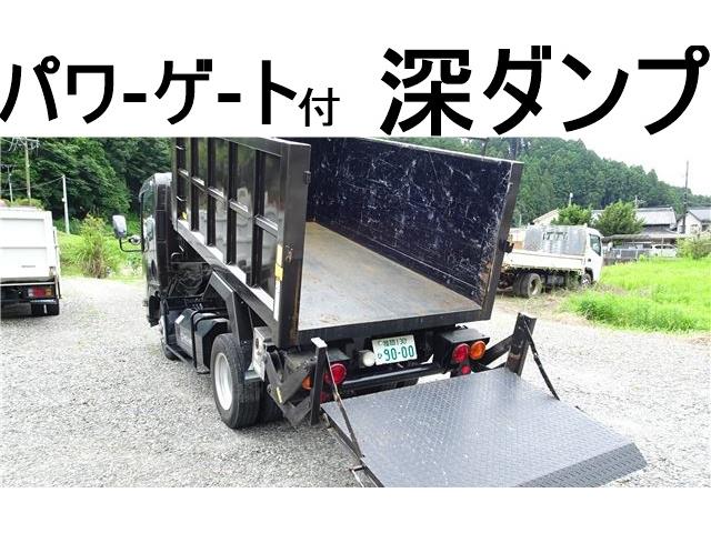 いすゞ エルフトラック ４番　ＣＮＧ（天然ガス車両）パワーゲート６００ｋｇ　深ダンプ　積載２ｔ　左電動格納ミラー　キーレス　ＥＴＣ　荷台内寸約２８２Ｘ１５０深さ１００　車両サイズ４８４Ｘ１８１高２１６