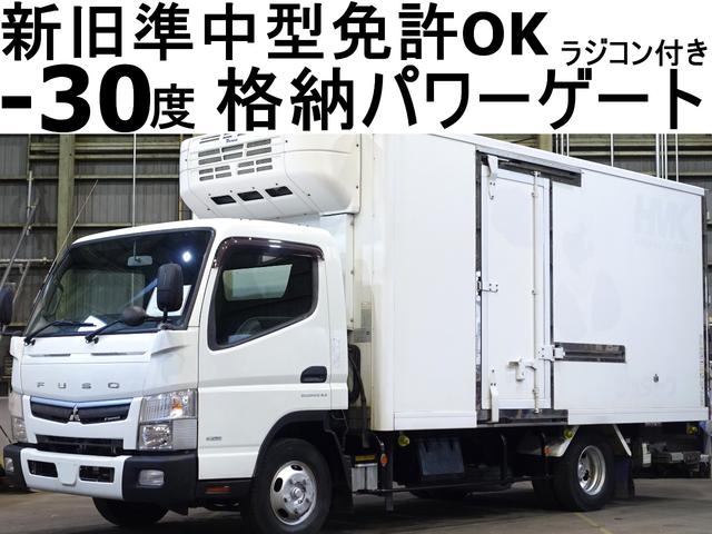 １１番　新旧準中型免許ＯＫ　格納パワーゲート１ｔ（無線ラジコ　ン付き）東プレ－３０度低温　冷蔵冷凍　積載１．２５ｔ　総重量４９８５ｋｇ　オートマ６速　ワイドロング　左電動格納ミラー　集中ドアロック有　車両サイズ６３６Ｘ２２１高２９８荷台内寸４３４Ｘ２０１高１９６