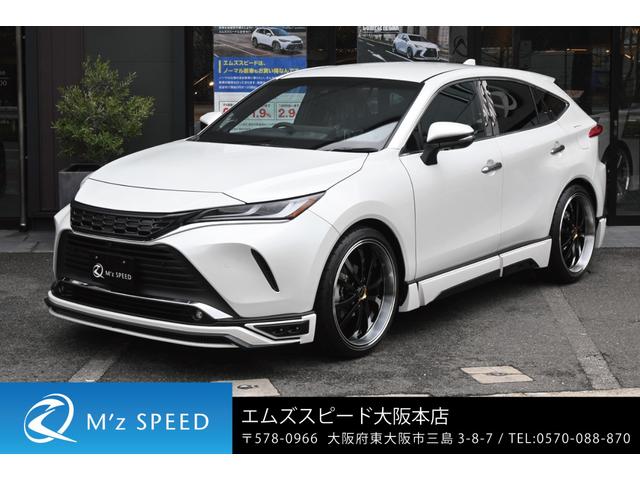 トヨタ ハリアー Ｚ　レザーパッケージ　ＺＥＵＳコンプリートカーエアロ　エアロ３点（Ｆ／Ｓ／Ｒ）・フロントグリル・リアゲートスポイラー・４本出しマフラー・２２インチアルミホイール・車高調・ステンレスピラーパネル・パノラミックビューモニター