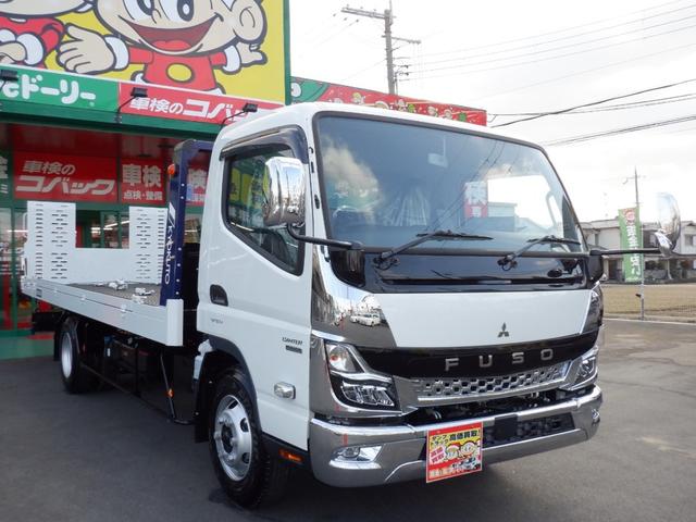 キャンター カスタムワイド超ロング極東フラトップ積載車３トン　新規格対応　１７５馬力　純正メッキパーツ　ＥＺＧＯ　左右ヒーター電格リモコンミラー　蛍光灯　電動パーキング　透明シートカバー　マット＆バイザー＆ドアエッジ　６ｃｈラジコン　リヤオートゲート　左右あおり　固縛装置