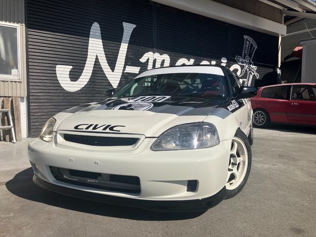 シビック(ホンダ) タイプR レースベース 出光カラー☆レースベース☆希少くるくるハンドル☆ゼロファイターDampers☆ゼロファイターセンター出しストレートマフラー☆AftermarketLSD☆7点式ロールバー☆タイプC15インチホイール☆ダンロップ03G R3 中古車画像
