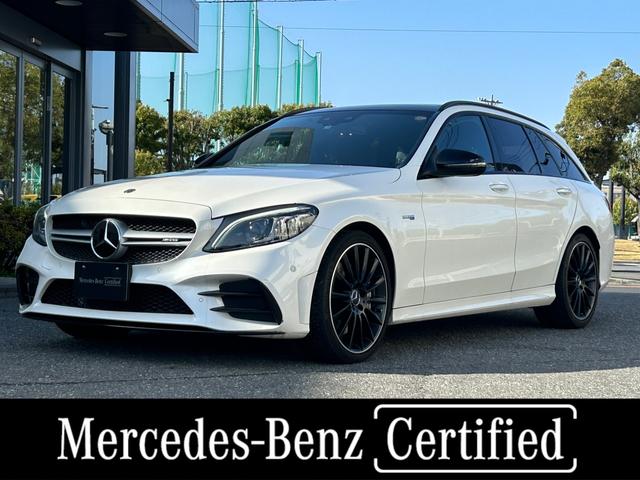 メルセデスＡＭＧ Ｃ４３　４マチック　ステーションワゴン　ダイヤモンドホワイト　パノラミックスライディングルーフ　本革ブラック　ブルメスターサウンドシステム