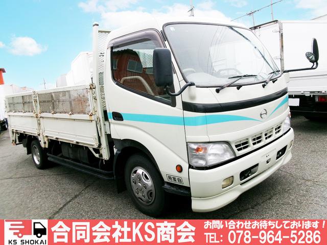 　ＰＧ付き平ボディ　パワーゲート　２ｔ車　２トンワイドロング　２枚煽り　ＡＴ　オートマ　床鉄板　５方開　新明和製ＰＧ