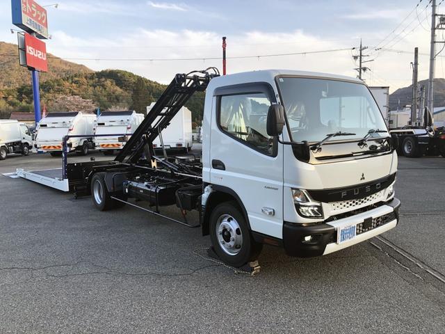 三菱ふそう キャンター 　積載車　極東開発　フラトップＺｅｒｏ　車両運搬車　タイヤ固縛仕様　３．５ｔ積み　ワイド幅　ボディ長５．７ｍ　６ｃｈラジコン　ウインチ付