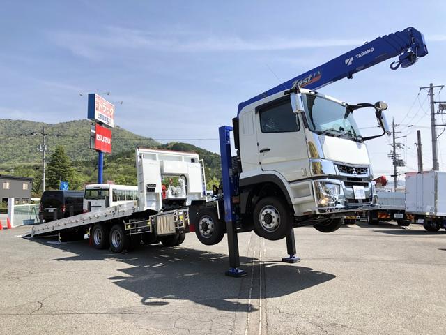 　５段クレーン付　セルフローダー　４軸低床　スライド式セルフ　重機運搬車　９．３トン積載　フジタボデー　油圧式自動あゆみ　８．５ｍ長　アルミブロック４方開