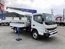キャンター 　４段クレーン付　３．８トン積載　タダノ　警報仕様　ワイド　ロング　３．７ｍ長ボディ　全低床　ワイド丸足アウトリガ　木製あおり３方開（1枚目）