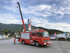 ヒノレンジャー　　増トン　救助工作車　消防車　モリタ製　Ｗキャブ　５人乗り　４ＷＤ　タダノ製３段クレーン付　前後ウインチ付　投光器　貫通式収納　ワイド角足アウトリガ（日野）
