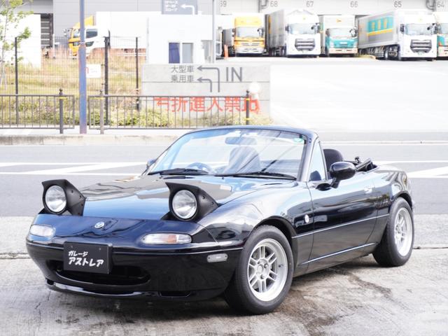 ユーノスロードスター(マツダ) Ｓスペシャル　ガラス幌　純正フロントＢリップ　純正リアＢリップ　エンケイＲＰＦ１　ｉ・ｒ・ｆ１４ＡＷ　コーンズマフラー　クスコDampers　モモステアリング 中古車画像