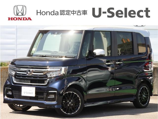 ホンダ Ｎ−ＢＯＸカスタム Ｌ　ターボコーディネートスタイル　２トーンカラーＨｏｎｄａＳＥＮＳＩＮＧ障害物センサー両側電動スライドドアシートヒーターインターナビＤＶＤ再生フルセグＴＶバックカメラＥＴＣＬＥＤヘッドライトアルミホイール