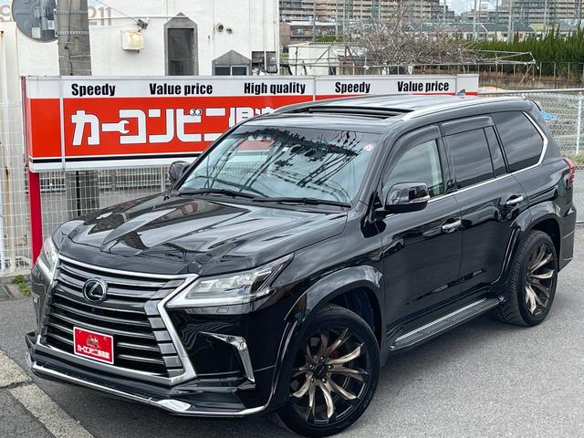 レクサス ＬＸ ＬＸ５７０　ＷＡＬＤワイドボディ公認　ＷＡＬＤジャレットアルミホイール　４ＷＤ　サンルーフ　革シート　純正ＴＶナビ　全方位カメラ　　ルーフレール