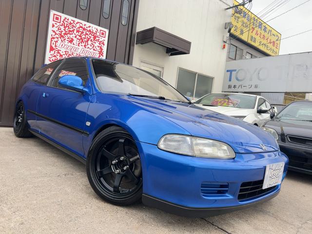 シビック(ホンダ) ＳｉＲＩＩ　ＥＧ６　後期モデル　Ｂ１６Ａ−ＶＴＥＣ　ＴＥ３７ソニックオプションカラーマットブラックＦＡＣＥ５　カーボンリアスポイラー　スリット入りＢローター 中古車画像