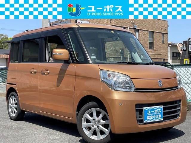 スズキ スペーシア Ｔ　禁煙車・メモリーナビ・地デジＴＶ・バックカメラ・前後ドライブレコーダー・コーナーセンサー・電動スライドドア・ＥＴＣ・アイドリングストップ・スマートキー・ステアリングスイッチ・１４インチアルミ