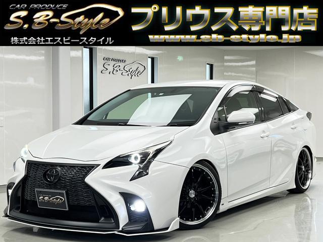 トヨタ プリウス Ｓ　ミラー一体型ドライブレコーダー　シートカバー　ガングリップコンビハンドル　バックカメラ　１９インチホイール　スモークテール　ナビ　Ｂｌｕｅｔｏｏｔｈ接続　フットイルミネーション　ＤＶＤ再生　ＣＤ再生