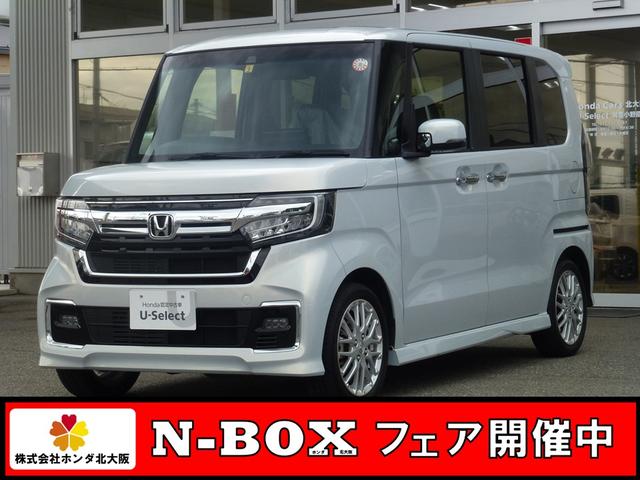 Ｎ－ＢＯＸカスタム Ｌターボ　ホンダ純正ギャザズ９インチ　フルセグＴＶ　ＣＤ／ＤＶＤ　ＢＴＡ　Ｍラック　バックカメラ　パドルシフト　ＬＥＤヘッドライト　ＬＥＤフォグライト　両側パワースライドドアー　電子パーキング＋ブレーキホールド（1枚目）