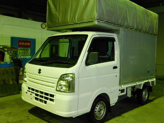 キャリイトラック ＫＣエアコン・パワステ　エアコン　パワステ　５ＡＧＳ　４ＷＤ　パネルバン　ＬＥＤ作業灯　全長２４２ｃｍ　パネルバン　観音開き　軽運送　ホロ　幌　レベライザーヘッドライト　ドアバイザー　配達　軽貨物（1枚目）