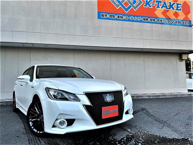 クラウンハイブリッド - トヨタ アスリートS ブラックスタイル (禁煙車)(サンルーフ)(テラロッサ本革シート)(メーカーHDDナビ)(レーダークルーズ)(コーナーセンサー)(シートヒーター&クーラー)(ビルトインETC)(フルセグ)(オプション18インチ ...