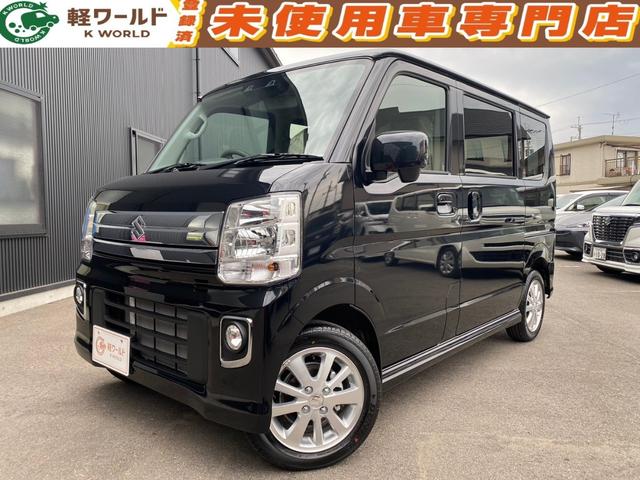 エブリイワゴン 　新車・衝突軽減ブレーキ・レーンアシスト・横滑り防止装置・パーキングセンサー・両側スライド片側電動スライドドア・スマートキー・プッシュスタート・ＨＩＤヘッドライト・盗難防止装置・衝突安全ボディー・ＡＢＳ（1枚目）