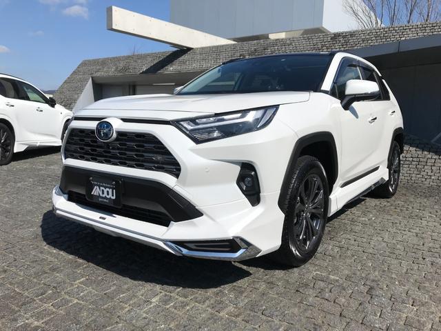 トヨタ ＲＡＶ４ ハイブリッドＧ　モデリスタエアロ・ディスプレイオーディオ＆ナビ＆地デジ・パノラミックビューモニター・パノラマサンルーフ・黒革エアーシート・パワーバックドア・ＬＥＤライト・オートハイビーム・純正１８ＡＷ・ＢＳＭ・ＬＴＡ