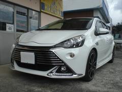 アクア G G’s 純正SDナビ GS専用エアロ 衝突安全ボディー ハーフレザーシート プッシュスタート 車内足元ブルーライト 社外センター出しWマフラー 中古車画像