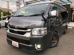 ハイエースバン スーパーGL ダークプライムII ワンオーナー 11型ナビ 地デジ パノラミックビューモニター LEDヘッドライト トヨタセーフティーセンス 両パワースライドドア BLITZスポイラー ゲンブローダウン BACK9フェンダー 屋内保管 中古車画像