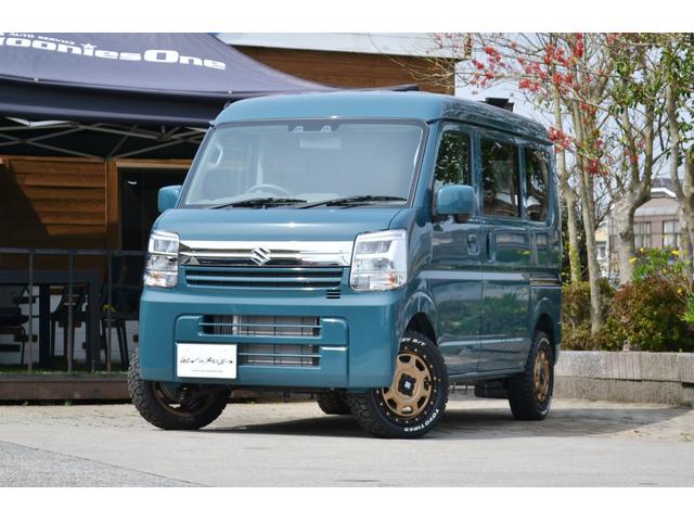 エブリイ ジョインターボ　１インチリフトアップ　ハイルーフ　１５インチホイール　ＯＰＥＮＣＯＵＮＴＲＹタイヤ　新車保証付き　４ＷＤ　デニムブルー　プッシュスタート　スマートキー　ターボ車　シートヒーター（1枚目）