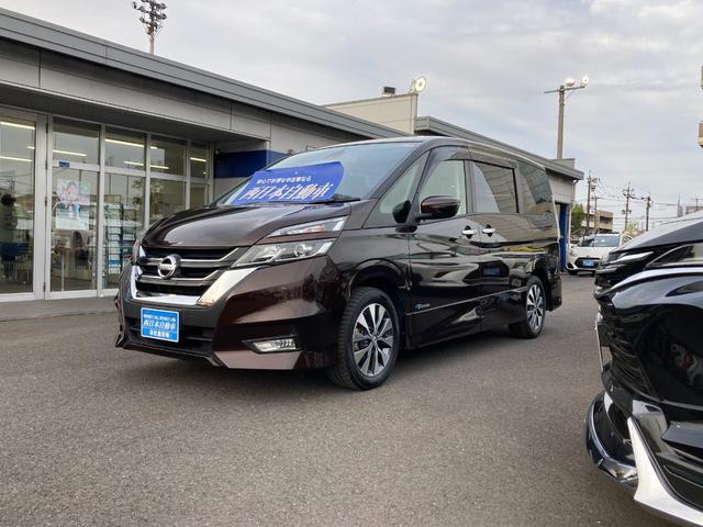 日産 セレナ ハイウェイスター　プロパイロットエディション　プロパイロット　フリップダウンモニター　エマージェンシーブレーキ　車線逸脱警報　標識検知　純正９インチナビ　地デジ　Ｂｌｕｅｔｏｏｔｈ　ＨＤＭＩ　ハンズフリー機能付き両側パワースライド　ＬＥＤ