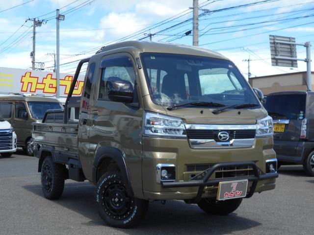 ジャンボエクストラ　ワンオナ　禁煙車　２インチリフトアップ　社外ラックボックスタワーバー　社外フロントバンパー　オーバーフェンダー　１４インチアルミホイール　マッドテレーンタイヤ　リヤゲート延長　荷台マット