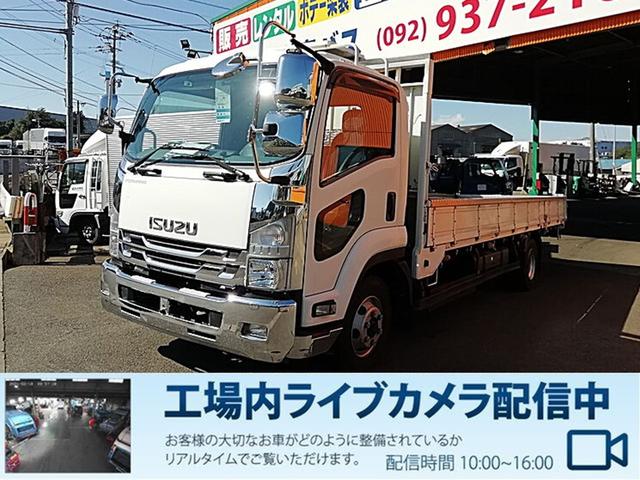 フォワード 　３．５５ｔ平ボデー　床鉄板貼り　アオリ／３方開　木　ボディ／完成車　ネタ／木　セイコーラック／２個　工具箱／２個　カーナビ　点検記録簿　Ｒ１〜Ｒ４まであり（1枚目）