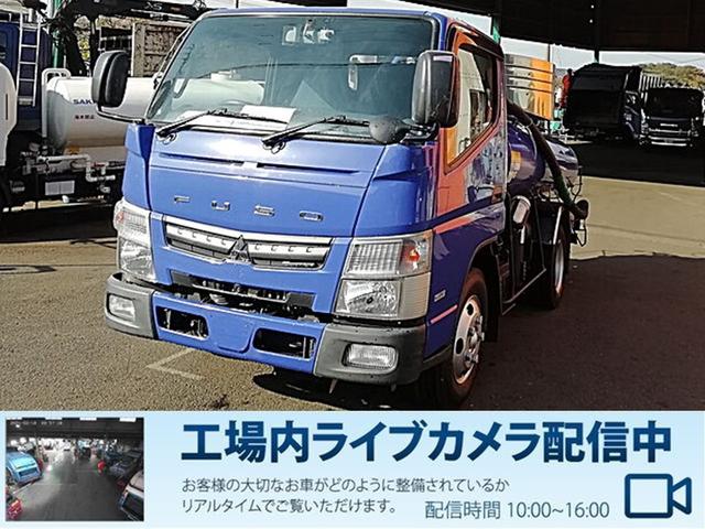 キャンター 　２７００リットルバキューム車　内容量／２７００リットル　品名／糞尿　コードリール付　付属ホースあり　部屋／１室　工具箱／２個　吸引方式／ＰＴＯ式