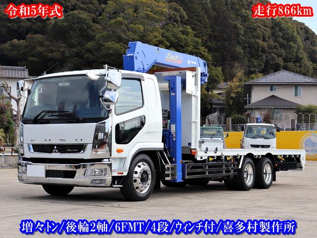 　１２ｔ　セルフ　４段クレーン付　２デフ　重機運搬車　２ＤＧ－ＦＱ６２Ｆ