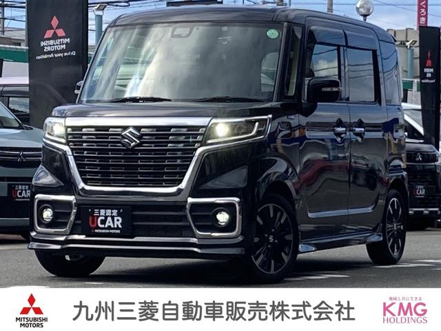 スペーシアカスタム ハイブリッドＸＳ　両側パワ－スライドドア　車線逸脱　スマキー　ソナー　キーレスエントリー　アイドルストップ　シートＨ　フルフラットシート　ＬＥＤヘッドライト　ナビＴＶ　ドライブレコーダー　オートエアコン　ベンチシート（1枚目）