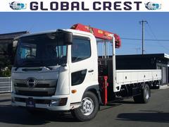 ヒノレンジャー 全低床 2450kg 6速 古河ユニック2.93t4段クレーン フックイン ETC カラーインフォモニター 自動被害軽減ブレーキ 車線逸脱警報・横滑り防止装置 坂道発進補助装置  荷台新塗装済み ラジコン 中古車画像