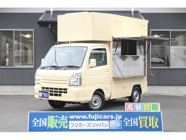 移動販売車　キッチンカー　２名乗車　跳ね上げ式左側販売口　カウンターテーブル　ライト　フル装備　バックモニター　８ナンバー　加工車　白ナンバー登録　小窓　換気扇　ステンレステーブル　ＡＴ　ガソリン(1枚目)