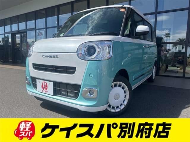 ムーヴキャンバス ストライプスＧ　バックカメラ　両側電動スライドドア　クリアランスソナー　衝突被害軽減システム　オートライト　ＬＥＤヘッドランプ　スマートキー　アイドリングストップ　電動格納ミラー　シートヒーター　ベンチシート　ＣＶＴ（1枚目）