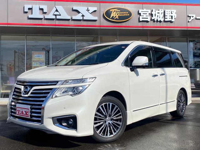 日産 エルグランド ２５０ハイウェイスターＳ　車輛評価４．５点／メーカーＯＰ８型ナビ／後席モニター／全方位カメラ／両側電動スライドドア／エアロ／クルーズコントロール／ＥＴＣ／前後ドライブレコーダー／ワンオーナー／７人乗り／ＡＣ１００Ｖ