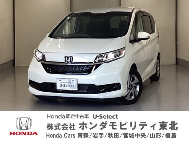 ホンダ フリードハイブリッド ハイブリッド・Ｇ　禁煙車当社デモカー中古スタッドレスタイヤドライブレコーダー前後装着＋ＥＴＣ付純正メモリーナビ　被害軽減ブレーキ　ＥＴＣ付き　Ｂカメラ　ＵＳＢ接続　ＶＳＡ　クルコン　スマートキー　シ－トヒ－タ－　ＡＡＣ