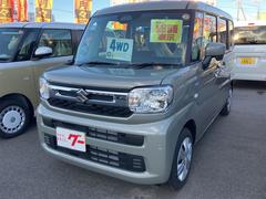 スペーシア ハイブリッドX 4WD 両側電動スライドドア クリアランスソナー 衝突被害軽減システム オートライト LEDヘッドランプ スマートキー アイドリングストップ シートヒーター ベンチシート CVT 盗難防止システム 中古車画像