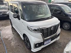 スペーシアカスタム ハイブリッドXS 《4WD》《車検2年》《シロクロツートン》純正エアロ/SDナビTVフルセグBluetooth/衝突軽減ブレーキ/革巻きステアリング/シートヒーター/パーキングセンサー/LEDオートライトフォグ/ 中古車画像