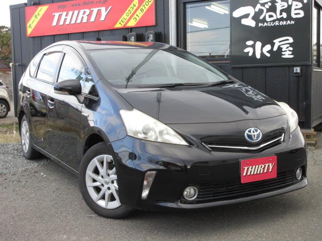 プリウスアルファ(トヨタ) Ｓ　７人　純正ナビ　フルセグＴＶ　バックカメラ　障害物センサー　スマートキー・プッシュスタート　ビルトインＥＴＣ　前フォグランプ　純正１６ｉｎアルミホイール　横滑り防止装置　ＢＴ接続　ＣＤ、ＤＶＤ再生 中古車画像