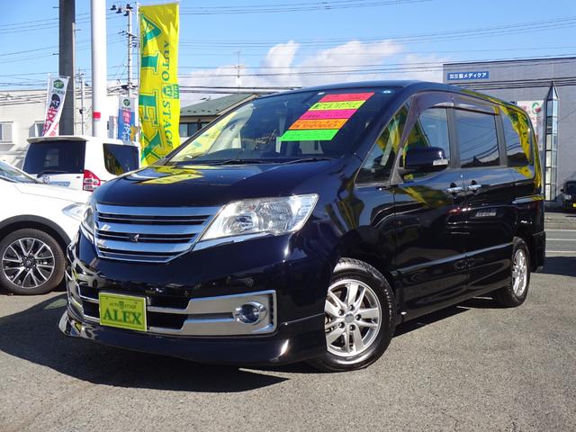 日産 セレナ ライダー　４ＷＤ／純正ナビ／フルセグテレビ／アラウンドビューモニター／フリップダウンモニター／両側電動スライドドア／全方位＆フロント＆サイド＆バックモニター／純正アルミホイール／ＥＴＣ／横滑り防止／